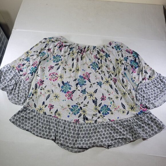 Style & Co Floral Patterned Oversized Blouse With Ruffle Sleeves Size M - Picture 10 of 10